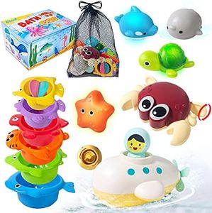 Juguetes Bañera, Juguetes de baño para Piscina, Juguetes de bañera de Piscina para niños pequeños, Taza apilable con Juguetes de Agua para niños y niñas