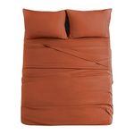 JOLLYVOGUE Burnt Orange Queen Sheet Set, 4 Pieces Bed Sheets Set with Deep Pocket, Breathable & Cooling Bed Sheets with a Flat Sheet, a Fitted Sheet & 2 Closure Pillowcases(Burnt Orange, Queen)