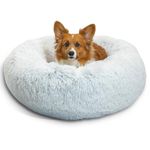 Best Friends by Sheri The Original Calming Donut Cat and Dog Bed in Shag Fur Frost, Medium 30x30