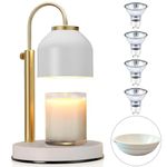 Adjustable Candle Warmer Lamp Uk With Timer & Dimmer, White Electric Wax Burner, Scentsy Candle Heater For Indoor Bedroom Hallway Decor, Flameless Aroma Warming Light, Work From Home Accessories