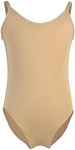 Soudittur Girls Ballet Dance Leotards for Gymnastics Nude Seamless Camisole Undergarment with Adjustable Straps, Nude, L(Age 12-15 Y, Height: 61”-65”)