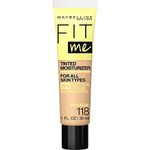 Maybelline New York Fit Me Tinted Moisturizer, Fresh Feel, Natural Coverage, 12H Hydration, Evens & Conceals Imperfections for All Skin Types and Tones, 118, 1 Fl Oz