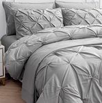 Lane Linen Comforter Set with Sheets - 5 Pieces Twin Bedding Sets, Pinch Pleat Silver Grey Twin Bed in a Bag with Comforters, Sheets, Pillowcase & Sham, Kids Bedding Set