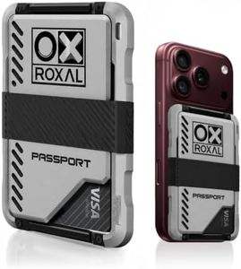 Roxal Premium Magnetic Wallet, Compatible with MagSafe & iPhone 17,16,15,14,13,12 - CNC-Machined Aluminum Minimalistic Design, RFID Blocking Thin Card Holder - SIlver & Black