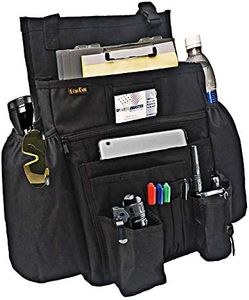 ECWKVN Car Front Seat Organizer - Car File Organizer, Heavy Duty Car Passenger Seat Organizer Law Enforcement - Vehicle Storage Organizer with Delicated Laptop Tablet Holder Cup Holder, Black