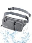 DOCOSS-Versatile Fanny Pack for Men,Women Waterproof Waist Bag,Premium Stitching Travel Pouch,Money Side Bag and Passport Holder with Extra Belt Pouch for Travel (Grey)