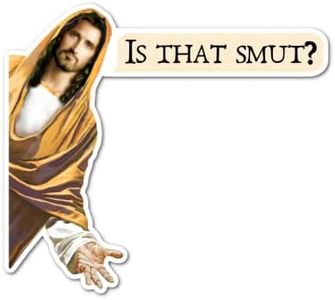 3.5" Is that Smut Jesus Judging you Funny Laminated laptop tablet sticker Love to read Dirty Romance Novels Books Avid reader black Book