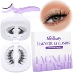 Magnetic Eyelashes Kit Manga Wispy Lashes Reusable Magnetic Lashes with Lash Applicator No Glue Cat Eye False Lashes C Curl 28MM Faux Mink Eyelashes by Newcally