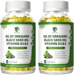 Lukaree Oregano Oil Capsules Organic – 99% Carvacrol, 5-in-1 with Black Seed Oil, Vitamins D3 & E, Black Pepper for Enhanced Absorption – Immune, Respiratory & Digestive*–180 Caps, 2 Pack, Non-GMO