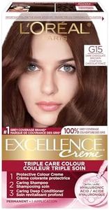 L'Oréal Paris Excellence Crème Hair Dye with Hyaluronic Acid, Dark Chocolate Brown G15, Hair Color for Women, 100% Grey Coverage, Long Lasting Rich Colour, Hair Dye Kit, 1EA