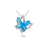 CERSLIMO Butterfly Diamond Necklaces for Girls - Small Crystal Butterfly Pendant Girls Necklace, Girls Jewellery Gifts Birthday Christmas| Kids Necklaces for Girls, Childrens Jewellery, Blue