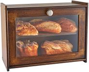 Worthyeah Bamboo Bread Box for Kitchen Countertop, Wooden Bread Storage Box with Transparent Window, 2-Layer Large Capacity Bread Storage, Kitchen Bread Holder, Self Assembly