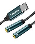 LOKUKA USB C to 2 TRS 3.5mm Headphone Mic Splitter Adapter, Build-in Hi-Res DAC Chip for Dual-Plug PC Gaming Headset to Type-C Laptop, Tablet, Mobile Phone, PS5, and More (30 cm)