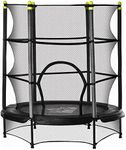 HOMCOM 5.2FT Kids Trampoline with Safety Enclosure, Indoor Outdoor Toddler Trampoline, for Ages 3-10 Years, Black