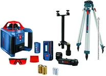 BOSCH GRL900-20HVK REVOLVE Self-Leveling Horizontal/Vertical Rotary Laser Kit, Includes Tripod, Grade Rod, Receiver, 2 D Batteries, Carrying Case, & Accessories