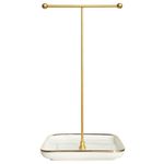 Jewellery Stand Holder - Ceramic Base Square (6 inches/15cm side length), 1ft/30cm Height Necklace Organiser, Jewelry Display for Necklace, Bracelets, Rings, Earring, and Pendants-Claasic White