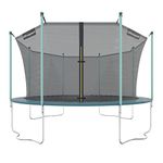 Ultrasport Garden trampoline Wave, Ø 430 cm, including Jumping mat, Springs, Safety net, Padded net post and Edge protection, Weatherproof, Can be loaded up to 150 kg, Green