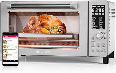 Nuwave Bravo Air Fryer Toaster Smart Oven, 12-in-1 Countertop Convection, 1800 Watts, 21-Qt Capacity, 50°-450°F Temp Controls, Top and Bottom Heater Adjustments 0%-100%, PFAS Free, Stainless Steel