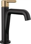 Delta Faucet Nicoli Matte Black Bathroom Faucet, Black/Gold Single Hole Bathroom Sink Faucet, Single Handle Bathroom Faucet, Pop-Up Drain Assembly, Matte Black/Champagne Bronze 15849LF-GZ