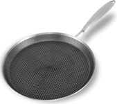 JUGTE Stainless Steel Honeycomb Frying Pan Non-Stick Pan with Stainless Steel Handle Stay Cool Non Toxic Dishwasher and Oven Safe Suitable for All Hob Types (26 CM DOSA)