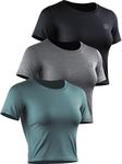 Neleus Women's Running Crop Tank Tops Dry Fit Workout Athletic Shirts Pack of 3, 8079# Black/Grey/Blackish Green,3 Pack, X-Large