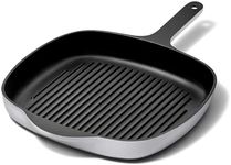 Caraway Enameled Cast Iron Grill Pan - 10.5” Grill Pan for Stovetop Cooking - 3 Layer Enamel Coating - No Seasoning Required - Compatible With All Stovetops - Free From Forever Chemicals - Gray