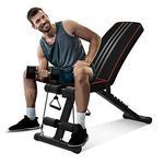 OUNUO Adjustable Weight Bench - Utility Foldable Workout Bench Incline/Decline Flat Weight Lifting Bench Press for Home Gym Fitness (Black)