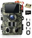 Dargahou Trail Camera - 4K 48MP Game Camera with Night Vision, 0.05s Trigger Motion Activated Hunting Camera, IP66 Waterproof, 130 Wide-Angle with 46pcs No Glow Infrared LEDs for Outdoor Wildlife