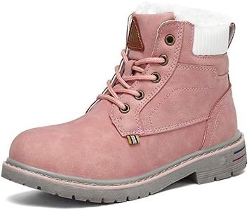 Boys Girls Winter Snow Boots Waterproof Slip Resistant Kid's Hiking Boot Mid Calf Child Outdoor Cold Weather Warm Boot Pink 12 Little Kid