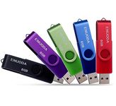 ENUODA 8GB Memory Stick 5 Pack USB 2.0 Flash Drive Swivel Design Pen Drive USB Stick Thumb Drive for Data Storage (Black Purple Green Blue Red)