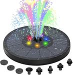 Solar Fountain for Bird Bath, 3W Solar Powered Fountain Pump with 6 Colorful LED Lights, Solar Water Fountain with 8 Nozzles & 4 Anti-Collision Bars for Outdoor Garden Pool Pond Fish Tank