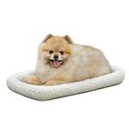 22L-Inch White Fleece Dog Bed or Cat Bed w/Comfortable Bolster | Ideal for XS Dog Breeds & Fits a 22-Inch Dog Crate | Easy Maintenance Machine Wash & Dry | 1-Year Warranty , 56L x 33W x 5H cm