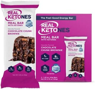 Real Ketones Keto Protein Meal Bar,12 - Pack, Chocolate Chunk Brownie with D-BHB, MCT and Electrolytes, Gluten Free No Sugar Snack Food. Refrigerate on Receiving