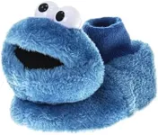 Sesame Street Cookie Monster Toddler Boys Girls Plush 3D Head Sock Top Slippers (3-4 M US Toddler, Blue)