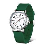 BOSHIYA Nurse Watch, Nursing Watch for Nurse, Medical Professionals and Students, Medical Watch with Second Hand for Nurses Easy to Read Waterproof 12/24 Hour Display, Silicone Band, Dark Green,