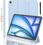 ProElite case for iPad Air 11 inch M3/M2 2025/2024, iPad Air 5th/4th Gen Case 10.9 Inch, Smart Flip Case Cover for Apple iPad Air with Pencil Holder [Auto Sleep/Wake] with Stylus Pen - Light Blue