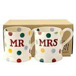 Emma Bridgewater Mr and Mrs Mugs Set of 2, Large Mug 1/2 Pint, Stoneware Ceramic Coffee Mug Large - Gift Wedding, Engagement Gift Ideas, Mugs for Couples - Mr and Mrs Gifts