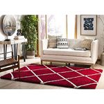 CARPET PLANET Modern Polyester Anti Slip Shaggy Fluffy Fur Rug and Carpet for Living Room, Bedroom, Hall, Area Rug Shaggy (Red Barfi,2 X 6 FEET)
