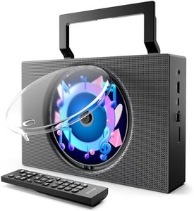Portable CD Player Boombox with Bluetooth - Rechargeable CD Player with FM Radio, USB, AUX, Remote Control - Stereo Sound System with 4000mAh Battery - Supports CD/CD-R/CD-RW/MP3/WMA