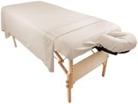 Massage Table Poly-Cotton Sheet Sets by Body Linen. - 3 Piece Set includes Flat & Flat Sheets and a Face Rest Cover. Super Soft and Durable for Professional Use (Natural) - 10 Pack