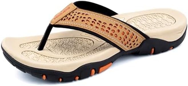 ChayChax Tongs Homme Sandales de Sports Soutien de Voûte Plantaire Flip Flop Chaussures de Plage et Piscine Antidérapant,Kaki,43 EU