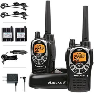 Midland 50 Channel GMRS Two-Way Radio - Long Range Walkie Talkie with 142 Privacy Codes, SOS Siren, and NOAA Weather Alerts and Weather Scan (Black/Silver, Pair Pack)