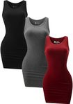 Chongbaijia 3 Piece Womens Summer Ribbed Tank Dress Scoop Neck Sleeveless Tank Top Dresses Basic Bodycon Mini Dress