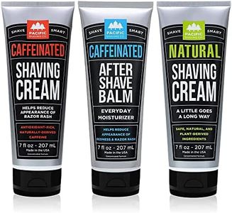 Pacific Shaving Company 3-Pc Shaving Essentials Set | Natural Ingredients Natural Shave Cream Caffeinated Shaving Cream,Caffeinated Aftershave 1 ea