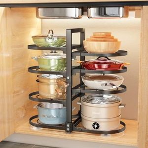 SAYZH Porta Pentole, 8 Livelli Rimovibili e Regolabili in Altezza, Porta Coperchi Per Padelle da Cucina, Tagliere Organizer, Inossidabile, Doppia Faccia, Nero