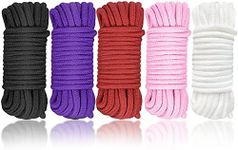 5 Pack Soft Cotton Rope, Multipurpose Durable Long Rope Craft Colored Rope, 10M/Roll All Purpose 8mm Thick Soft Twisted Cotton Knot Tying Rope Cord, Utility Braided Cotton Rope