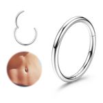 FIOROYAL 14G Belly Ring 𝐒𝐮𝐫𝐠𝐢𝐜𝐚𝐥 𝐒𝐭𝐞𝐞𝐥 for Women Girls Gold Silver Belly Piercing Ring Clicker Button Bars Seamless Belly Hoop Hinged Ring Belly Piercing Jewellery d