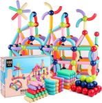 REAVIAN Magnetic Sticks Building Blocks Toy for Kids, 3D Magnetic Balls and Rods Set Kids Montessori Educational Toys Stacking Toys for Kids Age 3+ Years (100 Pcs), Multicolor Kids Great Gift