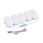 10 Bulbs Vanity Mirror Lights,Led Makeup Light Kit with Dimmable Color and Brightness Lighting Fixture Strip for Vanity Table Bathroom Dressing Room Mirror (White)