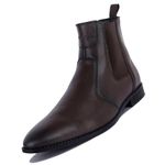 LOUIS STITCH Men's Chelsea Boots | Handcrafted PU Leather | High Ankle Boot| Comfortable Formal Office & Business Wear Shoes | Dual Tone Patina Finish | Size-UK06 Brunette Brown (LSRG_CLBB)